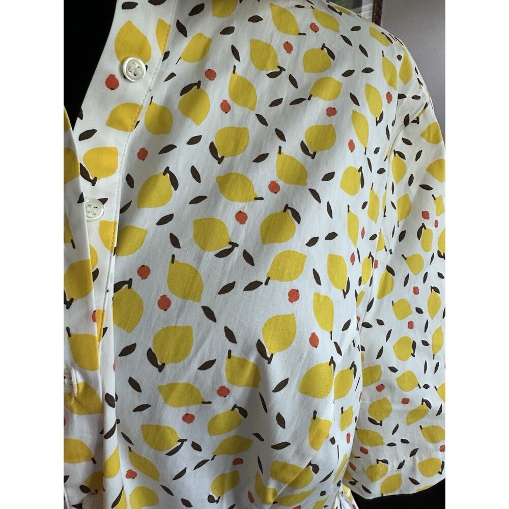 Boden Lemon Print Anastasia Shirt A-line Cotton Poplin Dress Women US16/18R - Picture 4 of 9